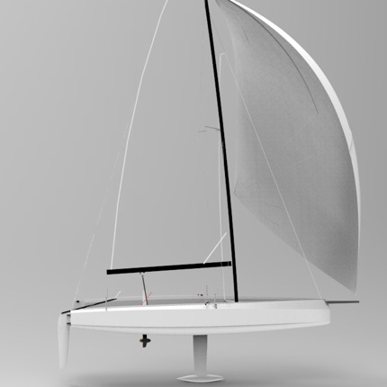 Rendering des RS21 Family Cruiser mit Segelplan, Kiel, Ruder und E-Motor